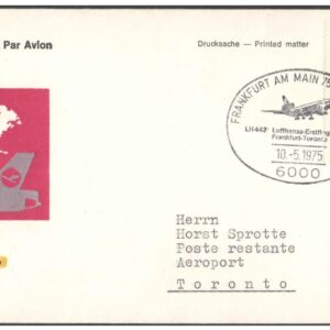 1975 First Flight Cover - (10 May 1975) - Frankfurt (Germany) to Toronto (Canada) - for Stamp, philatelic Collection