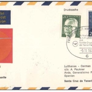 1971 First Flight Cover - (05 November 1971) - Frankfurt (Germany) to Santa Cruz DE Tenerife (Spain) - for Stamp, philatelic Collection