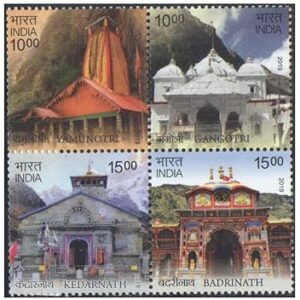 2019 Char Dham - Se-Tenant Block of 4 Postage Stamps - Mint Unhinged Multicolor