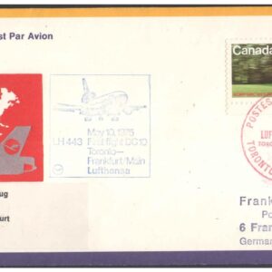 1975 First Flight Cover - (10 May 1975) - Toronto (Canada) to Frankfurt (Germany) - for Stamp, philatelic Collection