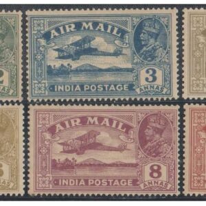 1929 British India - King George V Airmail Series - Set of 6 Mint Never Hinged (MNH) Postage Stamps