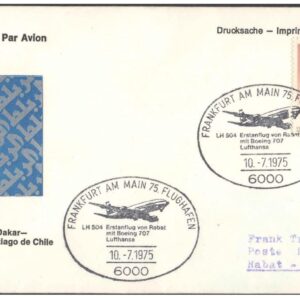 1975 First Flight Cover - (10 July 1975) - Frankfurt (Germany) to Santiago (Chile) - for Stamp, philatelic Collection