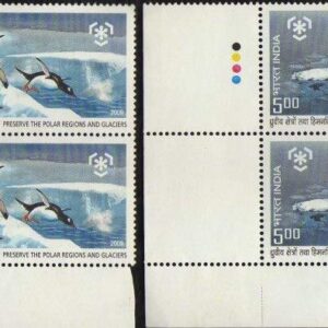 India 2009 Preserve The Polar Regions and Glaciers TL (2 TL Blocks of 4 Stamps Each - Total 8 Stamps) Mint Non HINGED