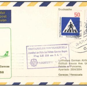 1971 First Flight Cover - (02 June 1971) - Frankfurt (Germany) to Caracas (Venezuela) - for Stamp, philatelic Collection