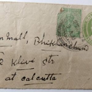 British India 1924 King George V Half Anna Postage Envelope Cover (Small) Posted on 27 July 1924