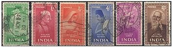 India 1952 Indian Saints & Poets (Kabir Tulsidas Meera Surdas Ghalib Tagore) - Set of 6 USED postage Stamps – image 2