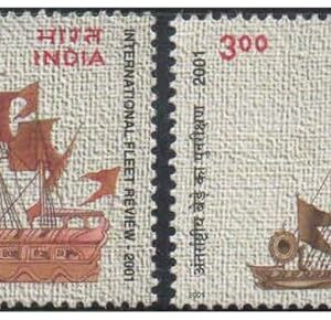 India 2001 International Fleet Review - (Tarangini - Pal - Galbat - IFR 2001 Logo) - Set of 4 Postage Stamps - Mint Unhinged