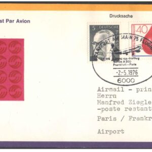 1976-79 First Flight Cover - (02 May 1976) - Frankfurt (Germany) to Paris (France) - for Stamp, philatelic Collection (C)
