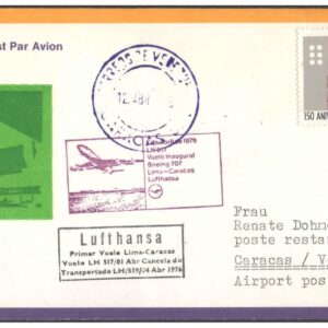 1976 First Flight Cover - (04 April 1976) - Lima (Peru) to Caracas (Venezuela) - for Stamp, philatelic Collection