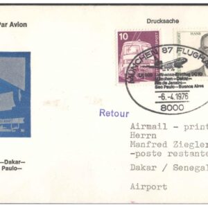 1976 First Flight Cover - (06 April 1976) - Frankfurt (Germany) to Buenos Aires (Argentina) for Stamp, philatelic Collection