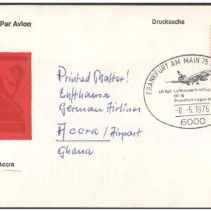 1976 First Flight Cover - (08 May 1976) - Frankfurt (Germany) to Accra (Ghana) - for Stamp, philatelic Collection