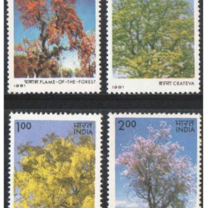 India 1981 Indian Flowering Trees ( Flame of The Forest - Crateva - Golden Shower - Bauhinia ) Set of 4 Stamps Mint Unhinged