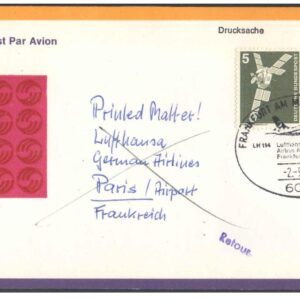 1976 First Flight Cover - (02 May 1976) - Frankfurt (Germany) to Paris (France) - for Stamp, philatelic Collection (B)