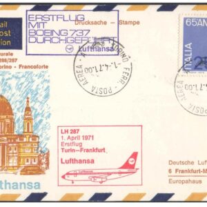 1971 First Flight Cover - (01 April 1971) - Frankfurt (Germany) to Turin (Italy) - for Stamp, philatelic Collection