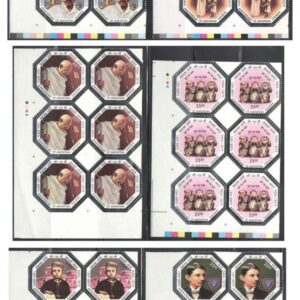 India 2019 Mahatma Gandhi - 150th Birth Anniversary - Set of 6 TL (Traffic Lights) Blocks of 6 Octagonal Embossed Foil Commemorative Postage Stamps (Total 36 Stamps) Mint Unhinged Multicolor