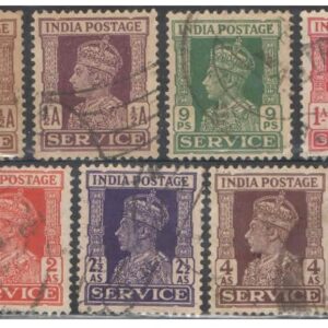 British India 1939 King George VI - Service - Complete Set of 11 Used Stamps for Collection
