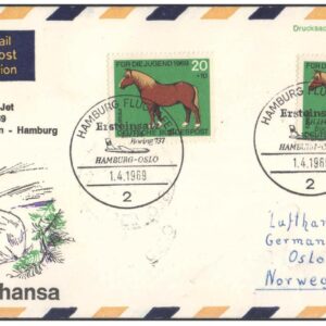 1969 First Flight Cover - (01 April 1969) - Oslo (Norway) to Hamburg (Germany) - for Stamp, philatelic Collection (B)