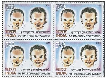 India 2011 The Smile Train - Cleft Surgery - Block of 4 Postage Stamps Mint Unhinged