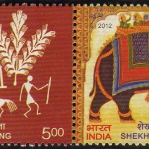 India 2012 SHEKHAWATI and WARLI Painting SE-Tenant of 2 Postage Stamps Mint UNHINGED