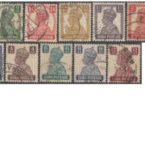 British India 1940-1943 King George VI - War Economy Issue - Set of 13 Used Postage Stamps for Collection