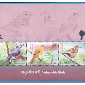 India 2017 Vulnerable Birds - Miniature Sheet (MS) of 3 Postage Stamps Mint Unhinged Multicolor