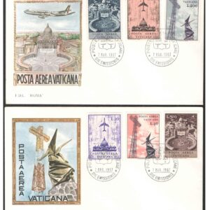 Vatican City 1967 - Views of the Vatican - Set of 2 First Day Covers FDC with 3 Postage Stamps Each for Collection