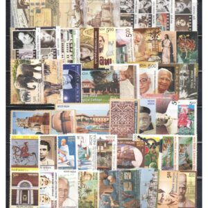 India 2011 Year Pack (Complete/Full Set) of 61 Postage Stamps (Without Mahatma Gandhi - Khadi Cloth Stamp) Mint Unhinged Multicolor