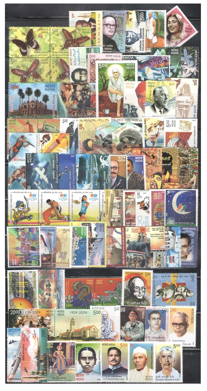 Generic India Postage 2008 - Year Pack of 79 Mint Never Hinged Commemorative Postage Stamps