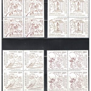 India 2020 150th Birth Anniversary of Mahatma Gandhi Set of 4 Blocks of Four Stamps Each ( Total 16 Stamps ) Mint Unhinged