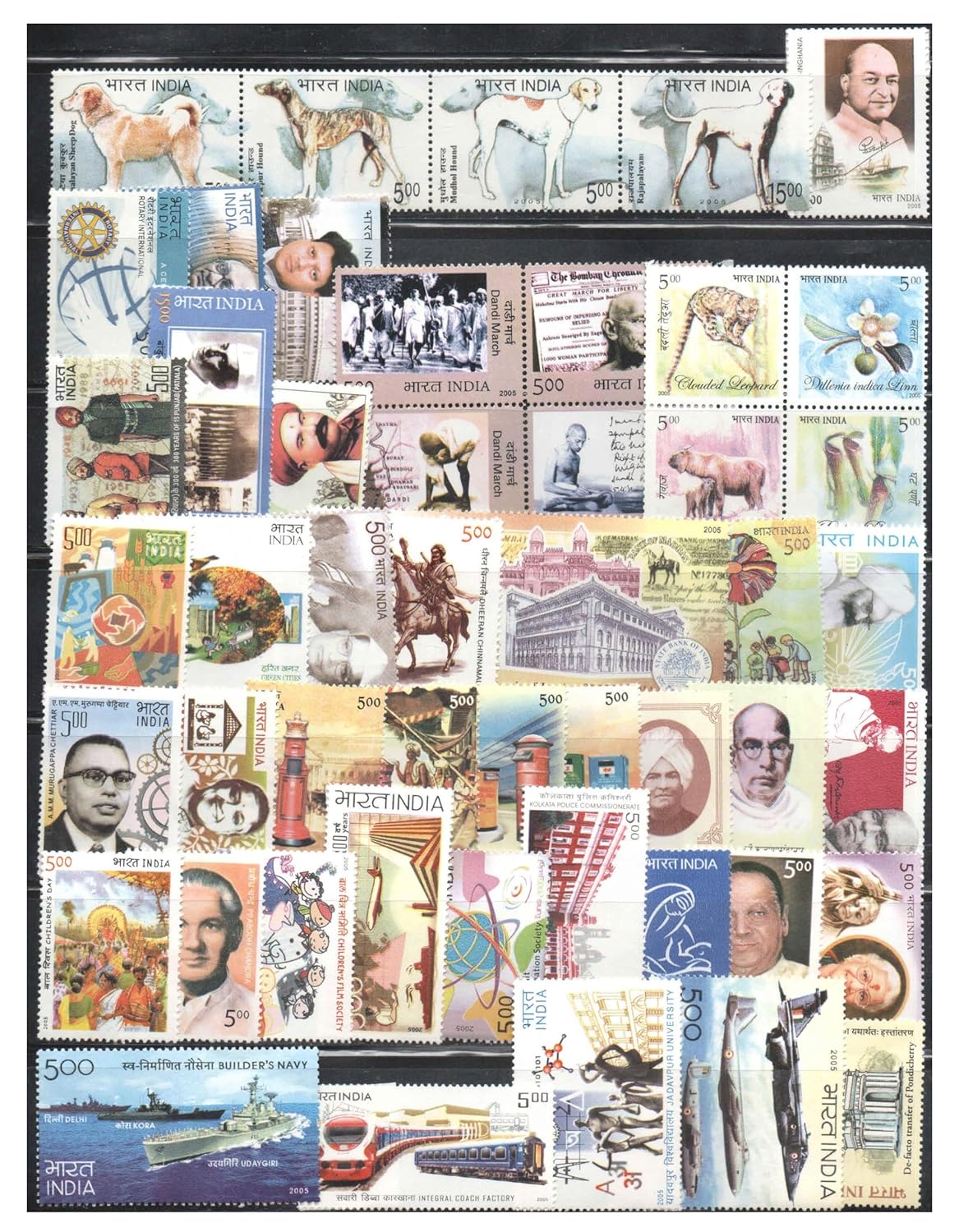 Generic India Postage 2005 - Year Pack of 49 Postage Stamps (Mint, Never Hinged, Excellent Condition) - Stamps - All Ages