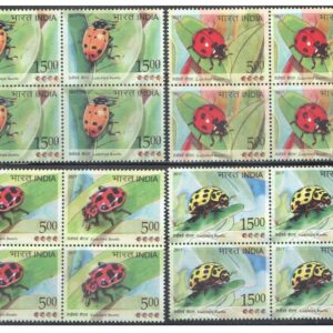 India 2017 Ladybird Beetles - Set of 4 Blocks of 4 Stamps Each (Total 16 Stamps) Mint Unhinged, Multicolor, for Collection