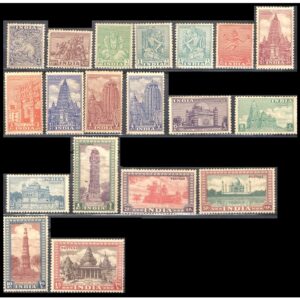 India 1949-1st Definitive Series - Archaeological & Historical Monuments - Set of 19 Stamps MNH
