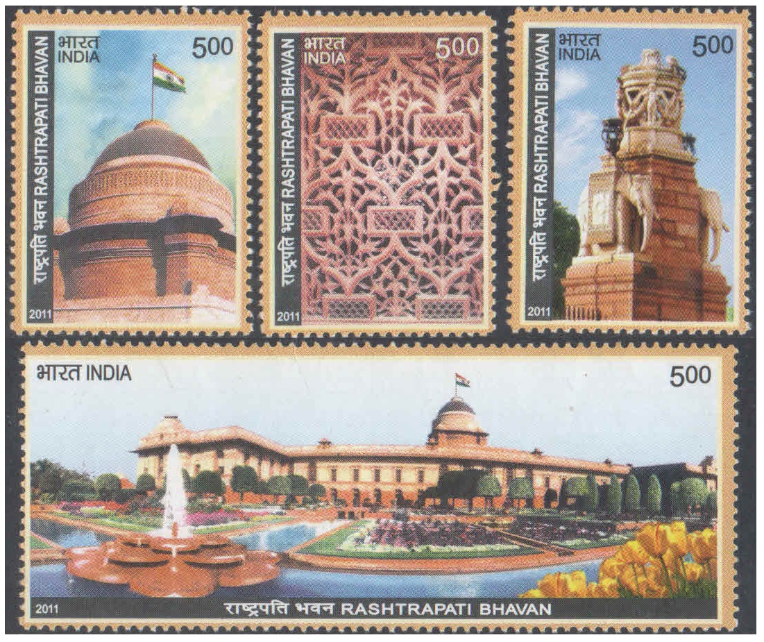 India 2011 Rashtrapati Bhavan - Set of 4 Postage Stamps MNH