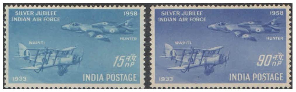 India 1958 Indian Air Force - Set of 2 Postage Stamps Mint Unhinged