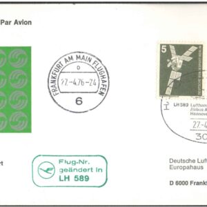 1976 First Flight Card - (27 April 1976) - Lufthansa LH 725 - HANOVER ( Germany ) to FRANKFURT ( Germany )