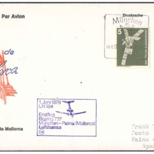 1979 First Flight Cover - (01 June 1979) - Lufthansa MUNICH ( Germany ) to PALMA DE MALLORCA ( Spain )