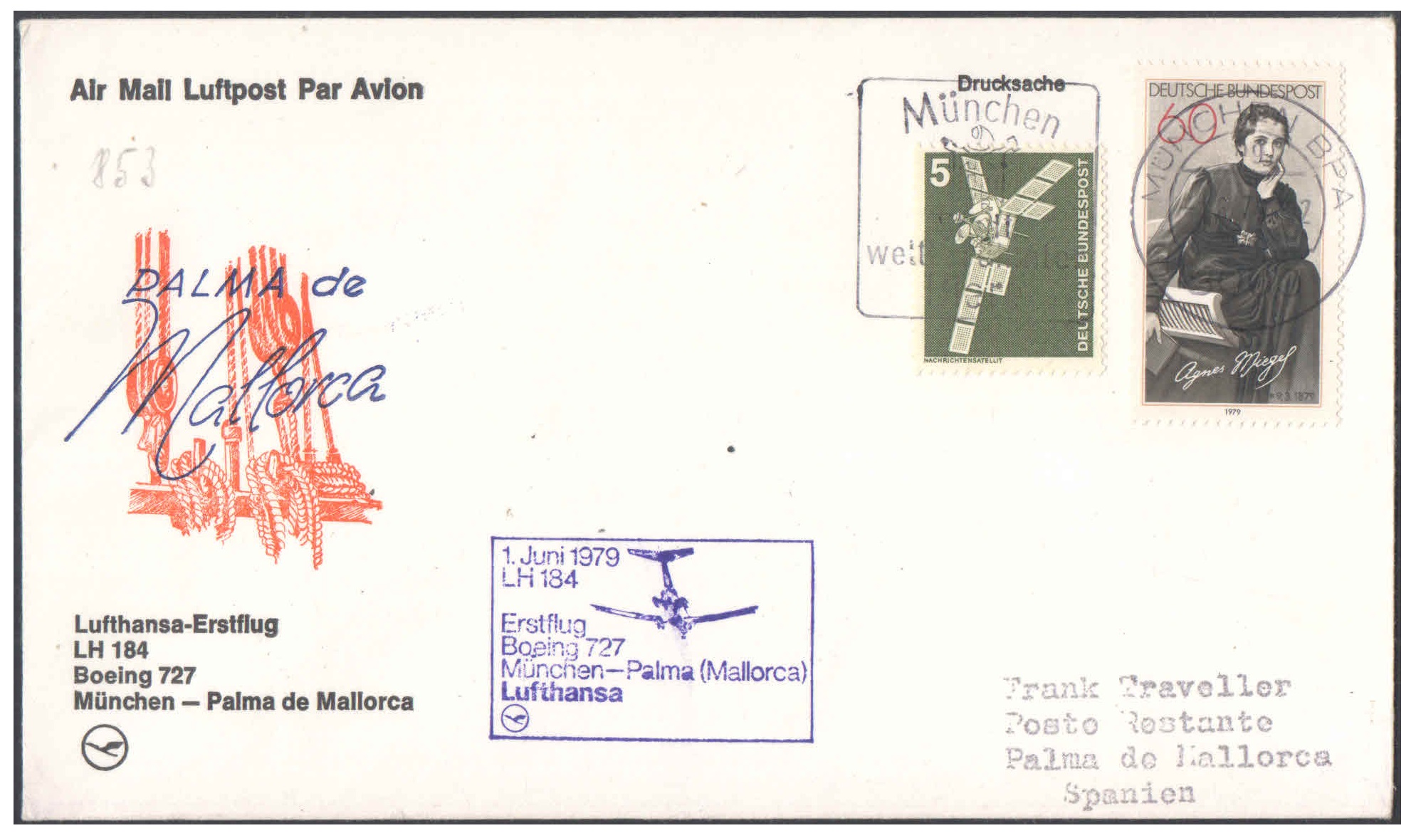 1979 First Flight Cover - (01 June 1979) - Lufthansa MUNICH ( Germany ) to PALMA DE MALLORCA ( Spain )