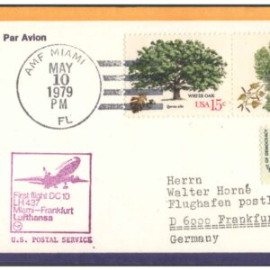 1979 First Flight Cover - (10 May 1979) - Lufthansa MIAMI ( USA ) to FRANKFURT ( Germany )