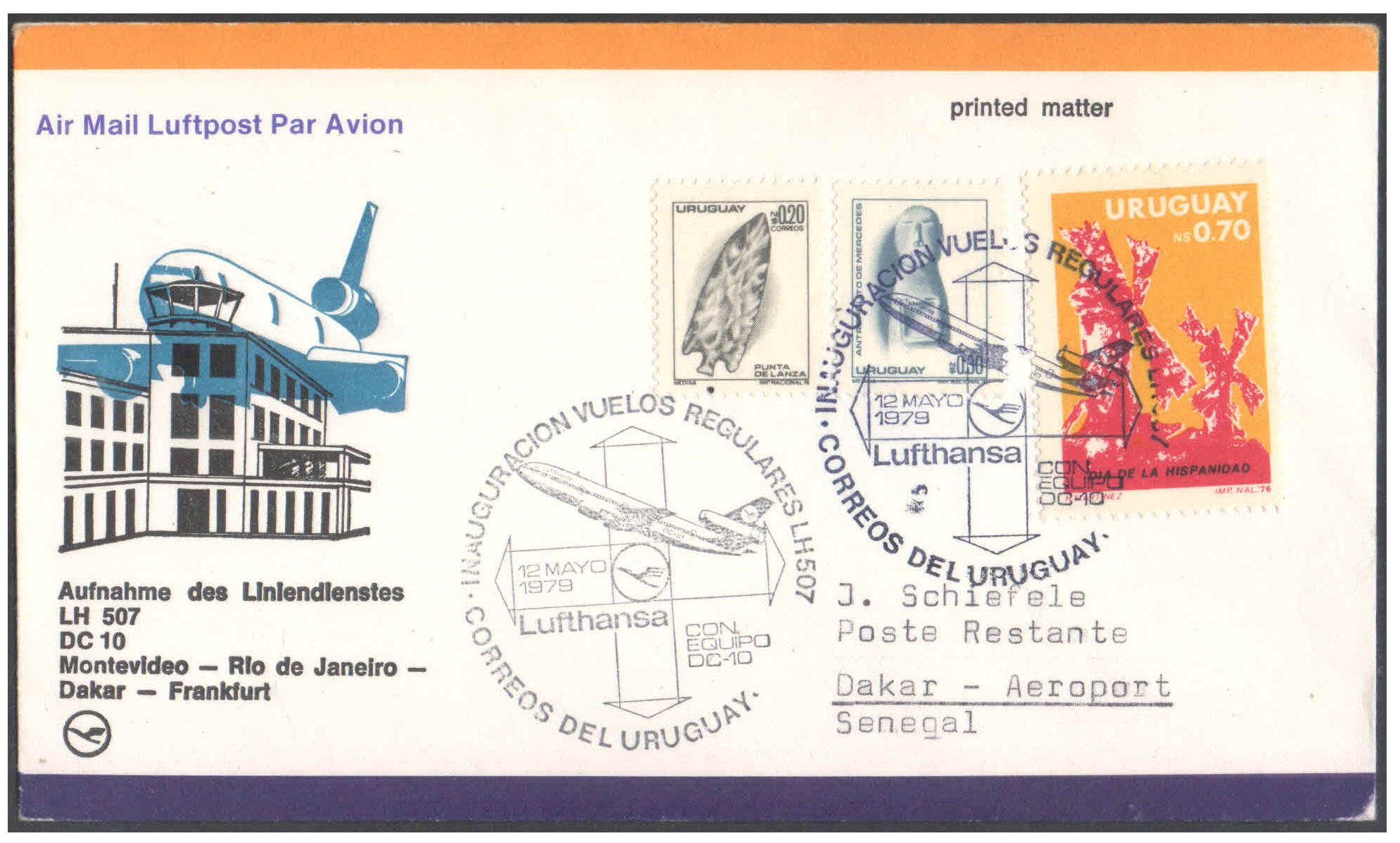 1979 First Flight Cover - (12 May 1979) - Lufthansa MONTEVIDEO ( Uruguay ) to FRANKFURT ( Germany )