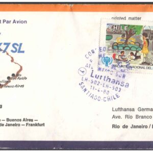 1980 First Flight Cover - (11 April 1980) - Lufthansa SANTIAGO ( Chile ) to FRANKFURT ( Germany )