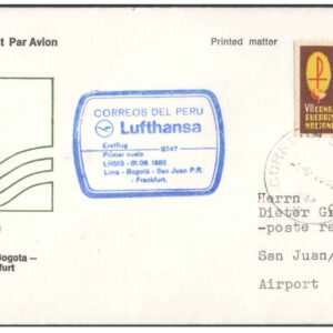 1982 First Flight Cover - (01 June 1982) - Lufthansa LA PAZ ( Bolivia ) to FRANKFURT ( Germany )