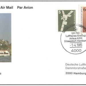 1985 First Flight Card - (01 April 1985) - Lufthansa Dusseldorf ( Germany ) to Hamburg ( Germany )