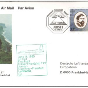 1985 First Flight Card - (15 June 1985) - Lufthansa Jersey City ( New Jersey, USA ) to Frankfurt ( Germany )