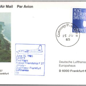 1985 First Flight Card - (15 June 1985) - Lufthansa LH 073 Jersey City ( New Jersey, USA ) to Frankfurt ( Germany )