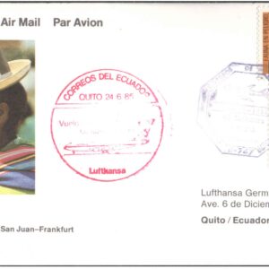 1985 First Flight Card - (24 June 1985) - Lufthansa ) LA PAZ ( Bolivia ) to FRANKFURT ( Germany)