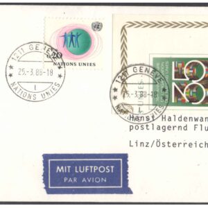 1988 Air Mail Cover (25 March 1988) - United Nations GENEVA ( Switzerland ) to LINZ ( Austria )