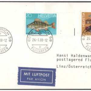 1988 Air Mail Cover (26 March 1988) - ZURICH ( Switzerland ) to LINZ ( Austria )