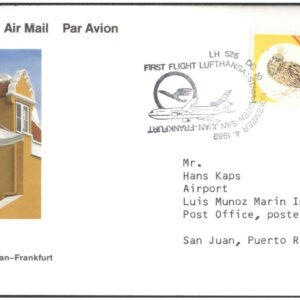 1989 First Flight Card - (04 November 1989) - Lufthansa St Maarten ( Netherlands ) to FRANKFURT ( Germany )