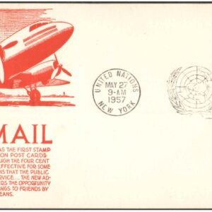 United Nations (UN) 1957 Airmail - First Day of Issue Postcard