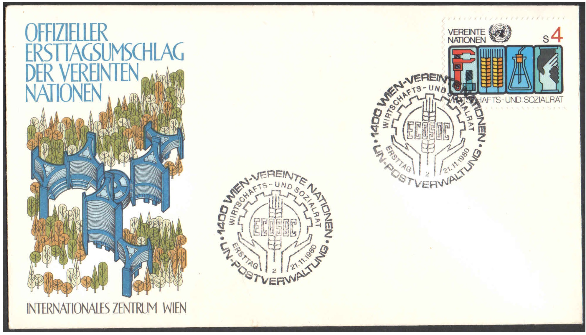 United Nations (UN) 1980 Vienna, Austria - First Day of Issue Cover